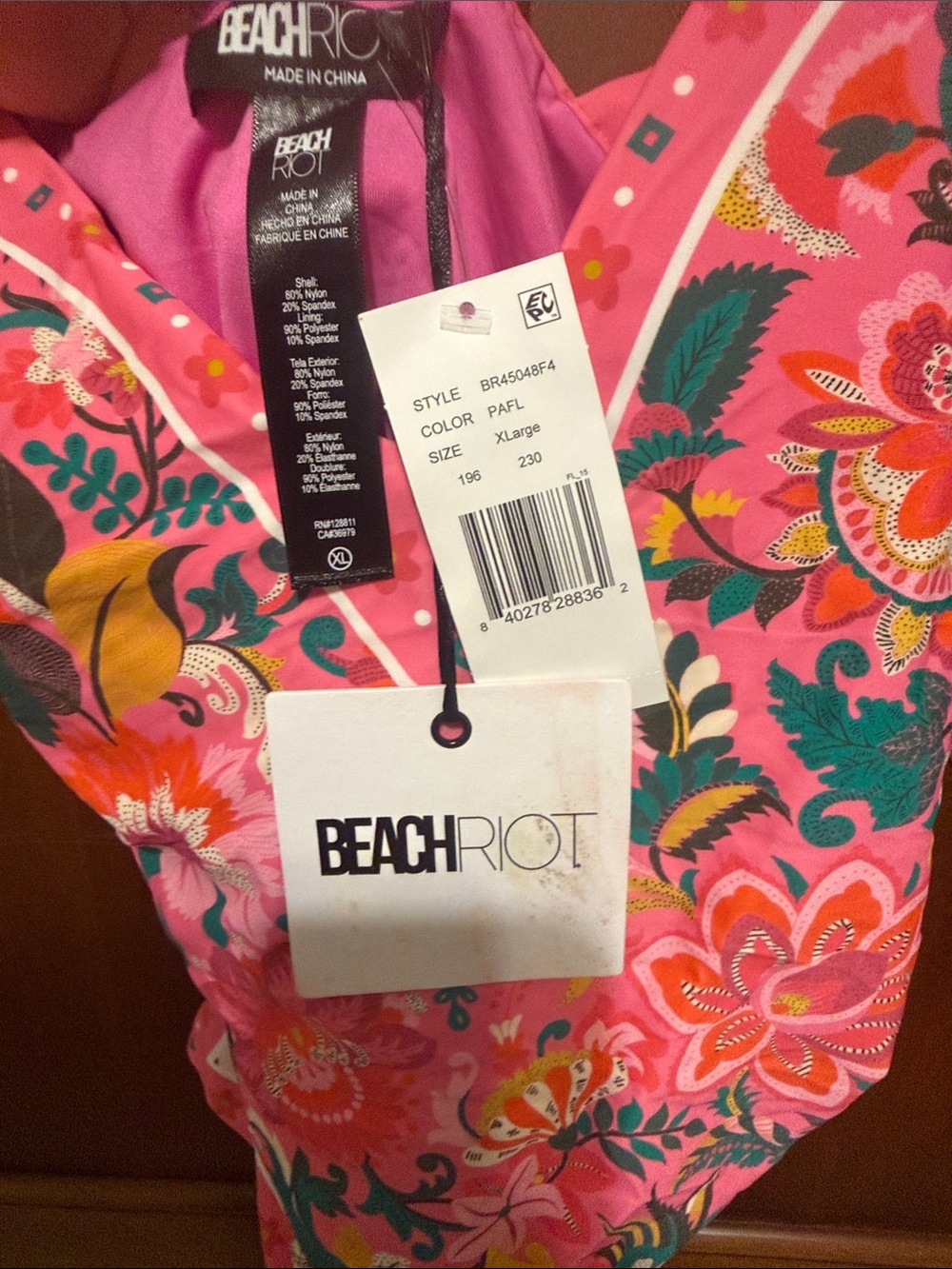 Beachriot Women’s  Pink Floral One-Piece Swimsuit - Picture 3 of 7